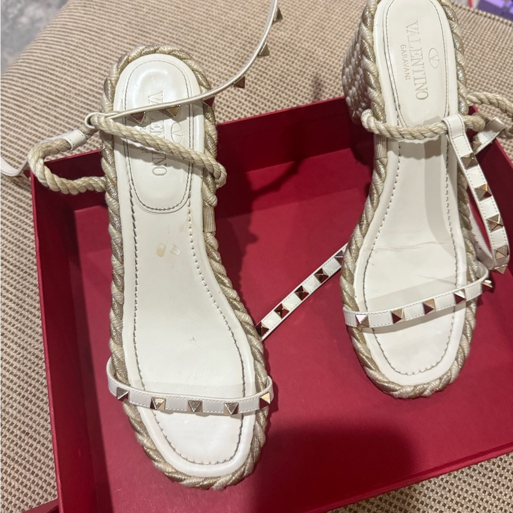 Valentino Women's Cream Studded Sandals